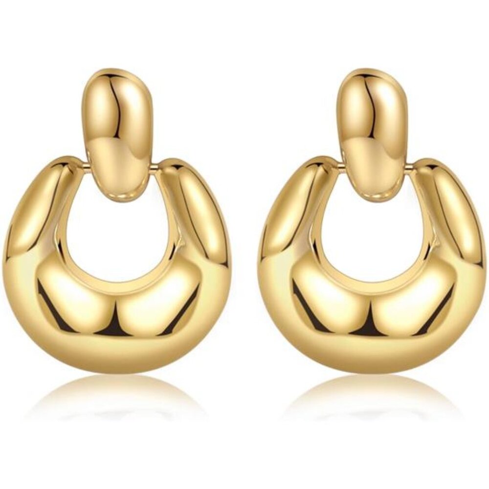 Chunky Gold Stud Earrings | 14K Gold Plated | Lightweight Hypoallergenic Jewelry